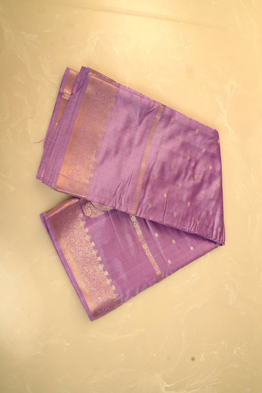 Raw Mango Silk Purple And Silver Zari Pallu Saree