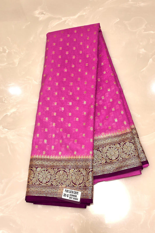 Banarasi Soft Silk Magenta And Rani Pink Saree